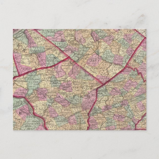 Chester, Dauphin, Berks, Libanon Postkarte (Vorderseite)