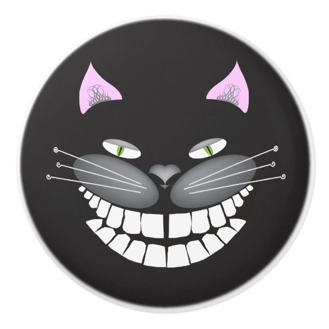 Chester der Cheshire-Katzenzuggriff Keramikknauf (Vorderseite)