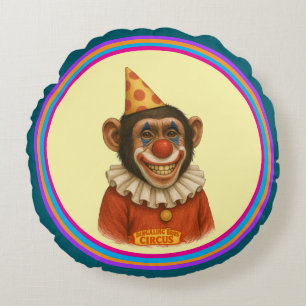 Chester der Schimpansenclown Rundes Kissen