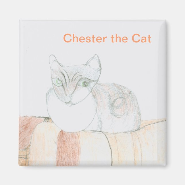 Chester le chat - Magnet Carré (Devant)