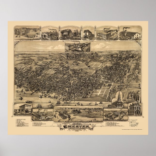 Chester, PA Panoramic Map - 1885 Poster (Vorne)