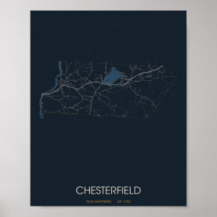 Chesterfield New Hampshire Straßenkarte Poster (Nä