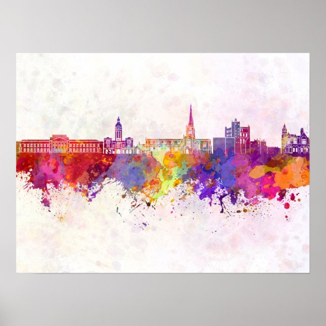 Chesterfield skyline in watercolor background poster (Vorne)
