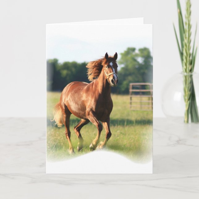 Chestnut Galloping Horse Greeting Card Karte (Vorderseite)