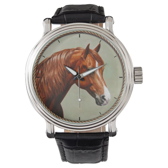 Chestnut Morgan Horse Armbanduhr (Vorderseite)