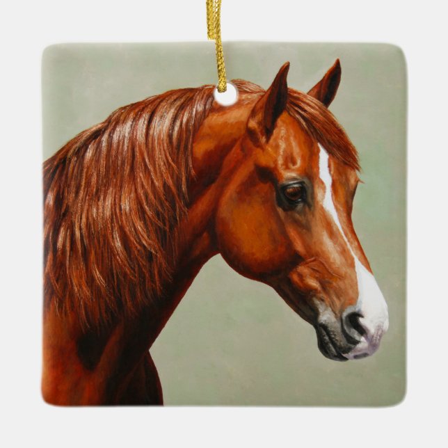 Chestnut Morgan Horse Keramikornament (Vorderseite)