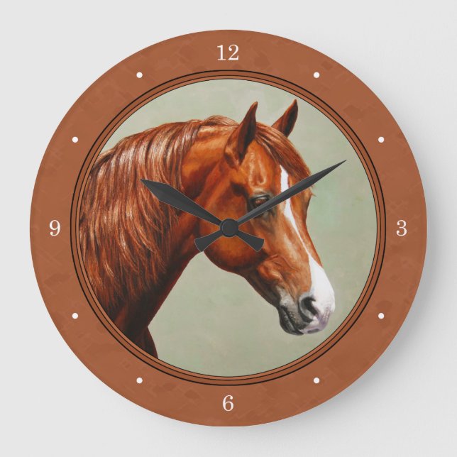 Chestnut Morgan Rusty Red Große Wanduhr (Vorderseite)
