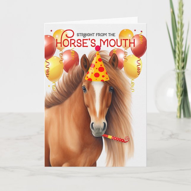 Chestnut Red Mane Horse Funny Birthday Karte (Vorderseite)