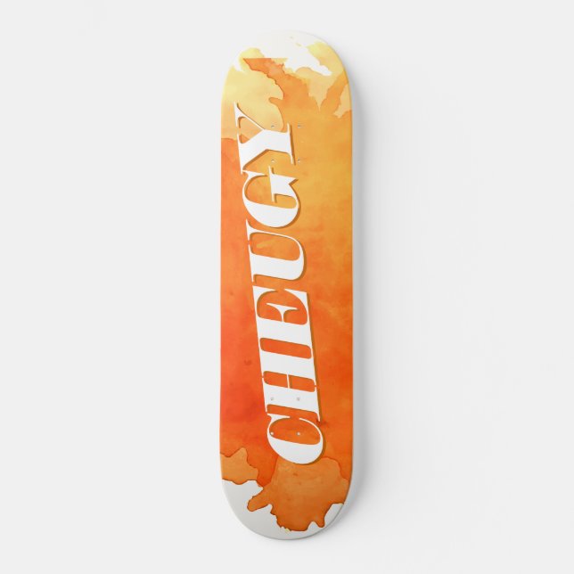 Cheugy Orange Paint Spritzer Skateboard (Vorderseite)