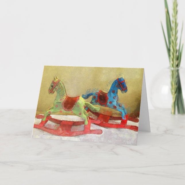 Cheval à roche, Enfants, Jouet, Carte de Noël, Art (Devant)