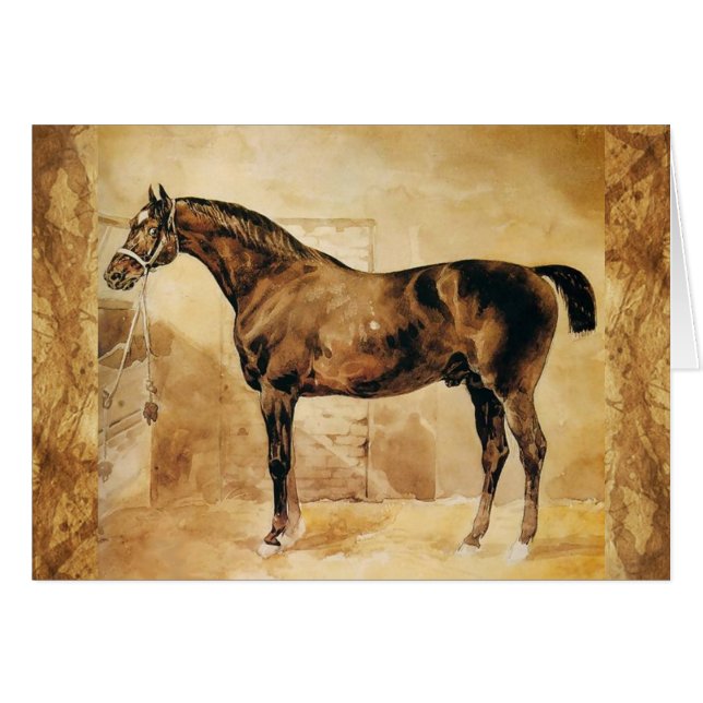 CHEVAL ANGLAIS EN PARCHEMENT STABLE (Devant horizontal)