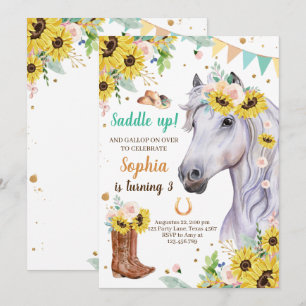 Cheval Anniversaire Invitation fille fille Fille d