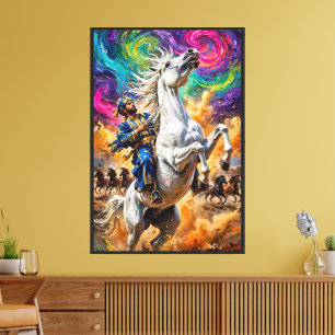 Cheval blanc expressionniste abstrait sur toile