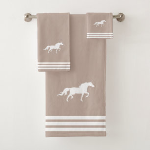 Cheval blanc personnalisé et trois bandes sur beig