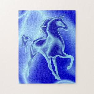 Cheval bleu Jigsaw Puzzle cadeau