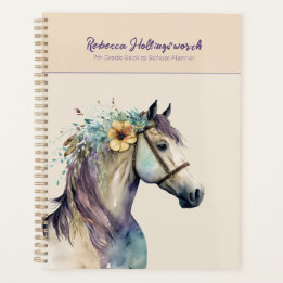 Cheval Boho Violet Personnalisé De Retour À L'Écol