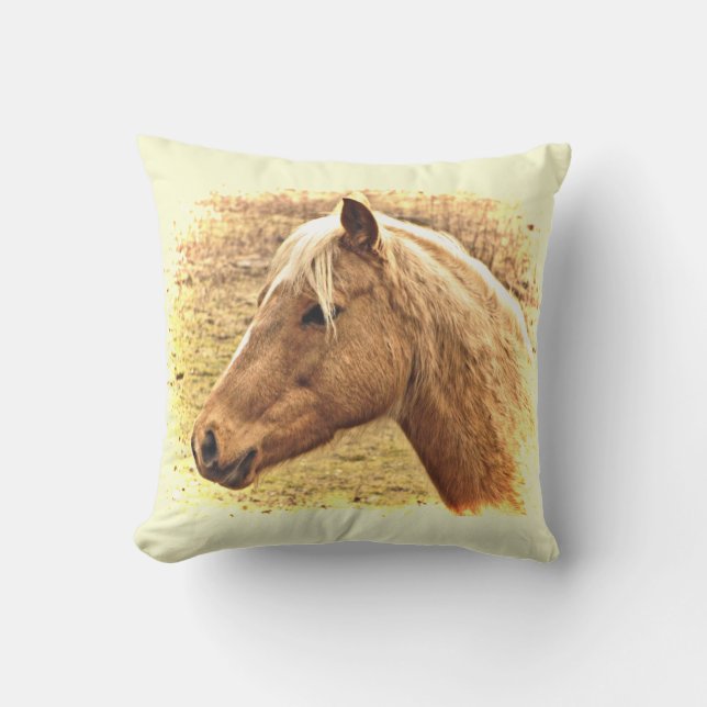 Cheval Brown Sunny Jaune Animal Coussin extérieur (Recto)