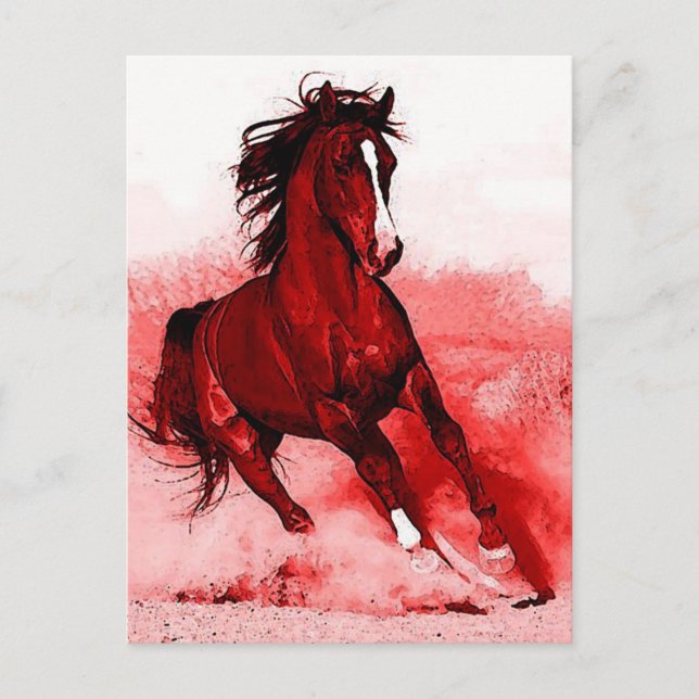 Cheval Browny Red Artwork Carte postale (Devant)