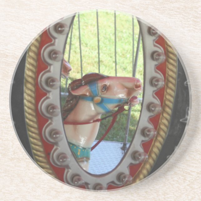 Cheval Carrousel Dans Dessous de verre Miroir (Devant)