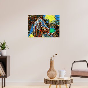 Cheval coloré Imprimer Poster Artwork Peinture mur