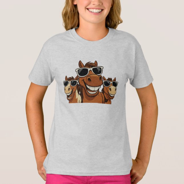 Cheval cool avec T-shirt Shades (Devant)