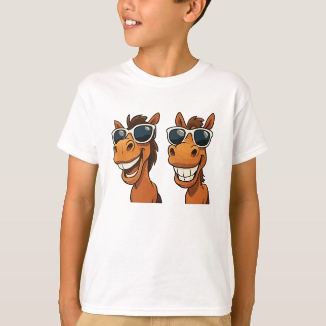 Cheval cool avec T-shirt Shades (Devant)