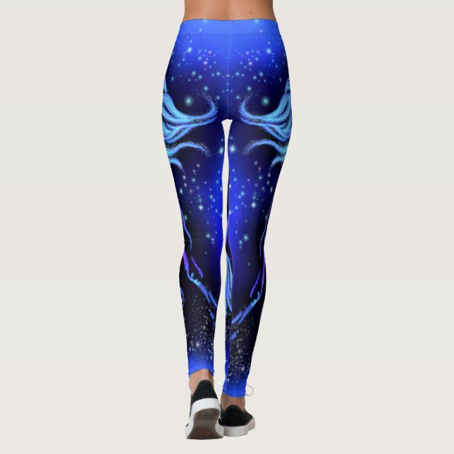 Cheval Coureur Leggings Bleus (Dos)