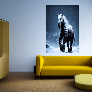 Cheval dans la neige   AI Art Poster