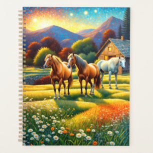 Cheval dans la prairie de fleurs sauvages de la fe