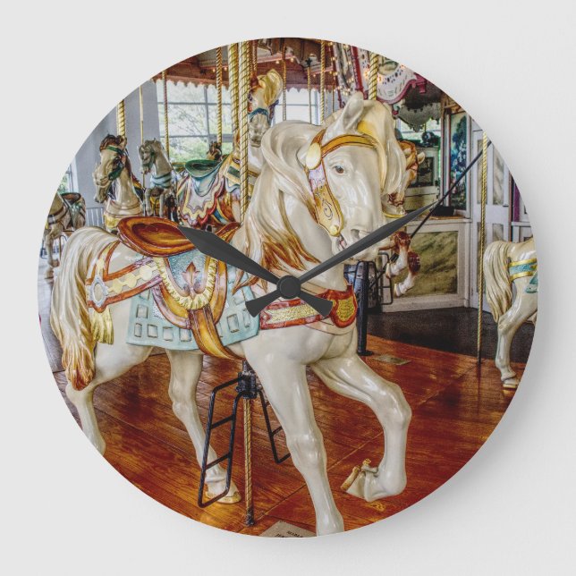 Cheval de carrousel — Horloge murale ronde (Recto)
