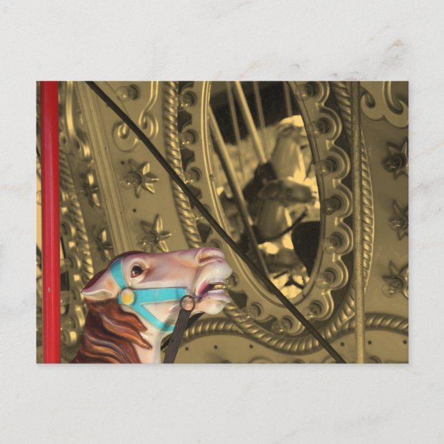 Cheval de carrousel sur la carte postale de sépia (Devant)