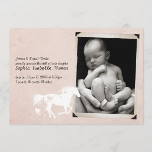 Cheval de Coeur Baby Girl Faire-part de naissance