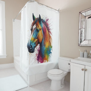 Cheval de couleur Pastel Portrait Douche Rideau