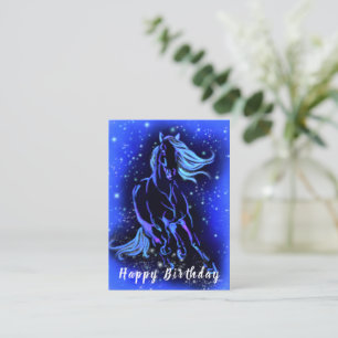 Cheval de course Carte d'anniversaire bleu étoile 