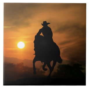 Cheval de course et carreaux d'art Cowboy