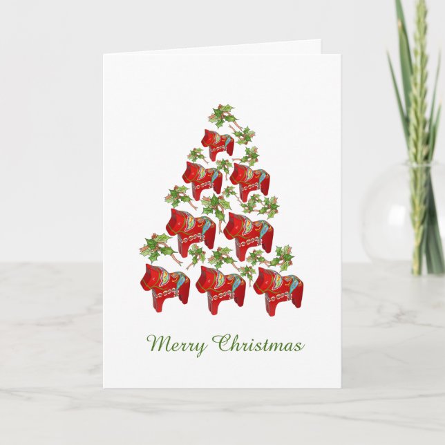 Cheval de Dala pensant à vous carte de Noël (Devant)