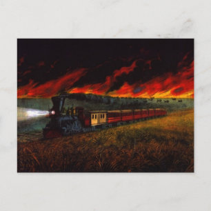 Cheval de fer sur Prairie ~ CARTE POSTCARD Train d