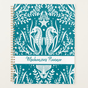 Cheval de mer Personnalisé Turquoise Bleu Blanc Da