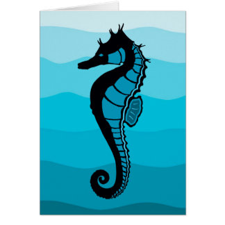 Cheval de mer, Vagues d'Aqua, imprimé bleu océan