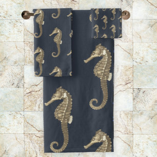 Cheval de mer Vintage moderne bleu marine foncé