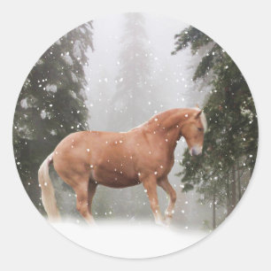 Cheval de Noël et Stickers de neige