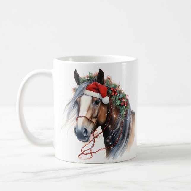 Cheval de Noël tasse de café de Noël (Gauche)