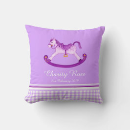 Cheval de roche art violet nom bébé coussin de nai