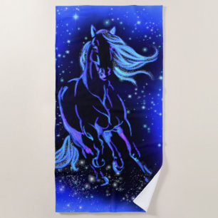 Cheval De Serviette De Plage Bleu Courant À La Nui