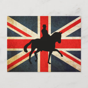 Cheval Dressage avec carte postale Union Jack