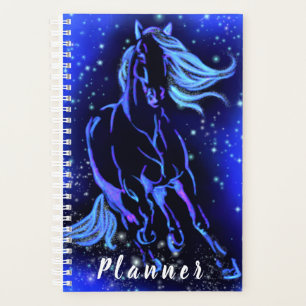 Cheval Du Planificateur Bleu Courant À La Nuit éto