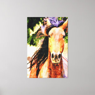 *~* Cheval Equine AR22 Mane noir toile d'art Impri