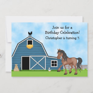 Cheval et ferme Invitation d'anniversaire pour gar