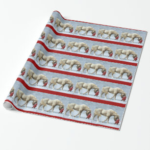 Cheval et Fille Noël d'hiver Papier cadeau de Noël