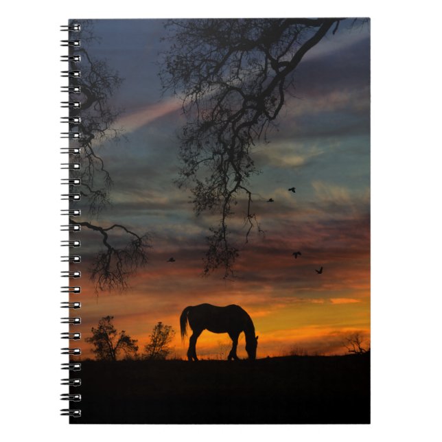 Cheval et Nature Coucher de soleil Beau Carnet (Devant)